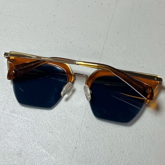 Rag & Bone Del Ray Geometric Orange Gold SOLD OUT Rimless Sunglasses - Picture 2 of 11